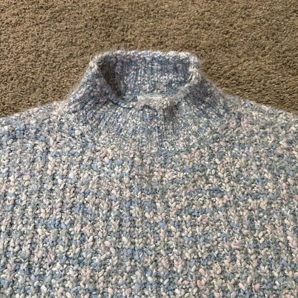 Sadie & Sage Soft Cable Knit Chunky Sweater Pullover Mock Neck Fuzzy Babaa M/L - Picture 2 of 9